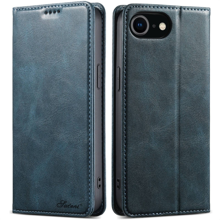 For iPhone 7 / 8 / SE 2022 Suteni J02 Oil Wax Wallet Leather Phone Case(Blue) - HoMEdemic™ 