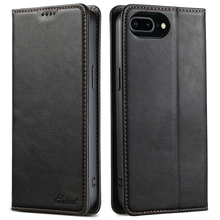 For iPhone 7 Plus / 8 Plus Suteni J02 Oil Wax Wallet Leather Phone Case(Black) - HoMEdemic™ 