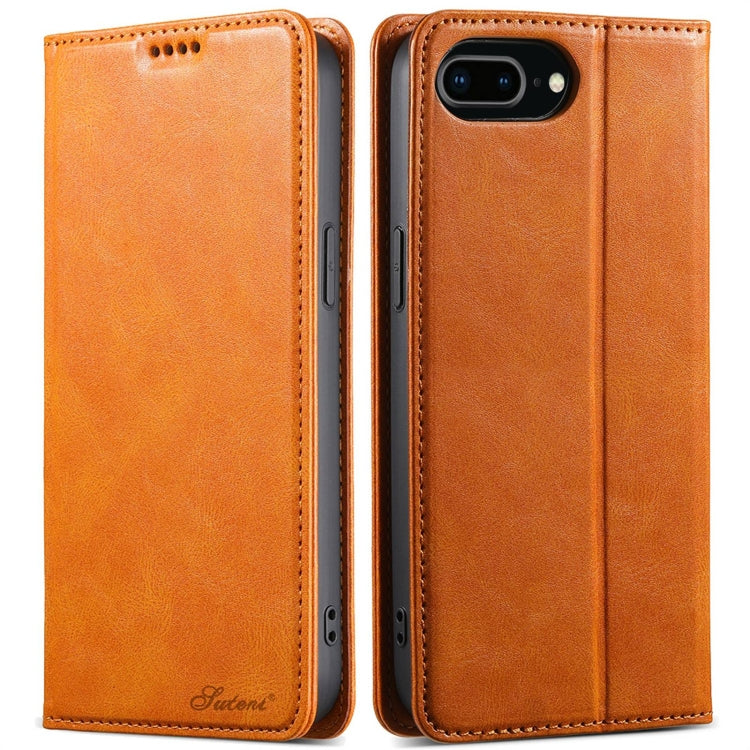 For iPhone 7 Plus / 8 Plus Suteni J02 Oil Wax Wallet Leather Phone Case(Khaki) - HoMEdemic™ 