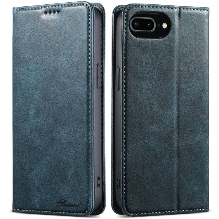 For iPhone 7 Plus / 8 Plus Suteni J02 Oil Wax Wallet Leather Phone Case(Blue) - HoMEdemic™ 