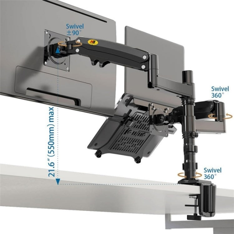 NORTH BAYOU NB H180 FP-2 Laptop Gas Spring Full Motion Dual Arm Clamp 22 - 32 inch LCD TV Monitor Desk Holder - HoMEdemic™ 
