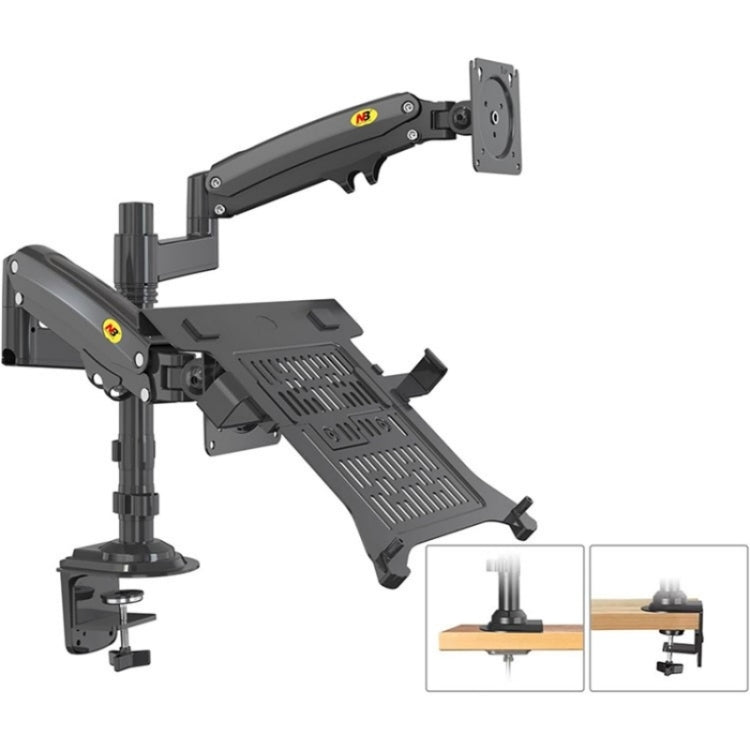 NORTH BAYOU NB H180 FP-2 Laptop Gas Spring Full Motion Dual Arm Clamp 22 - 32 inch LCD TV Monitor Desk Holder - HoMEdemic™ 