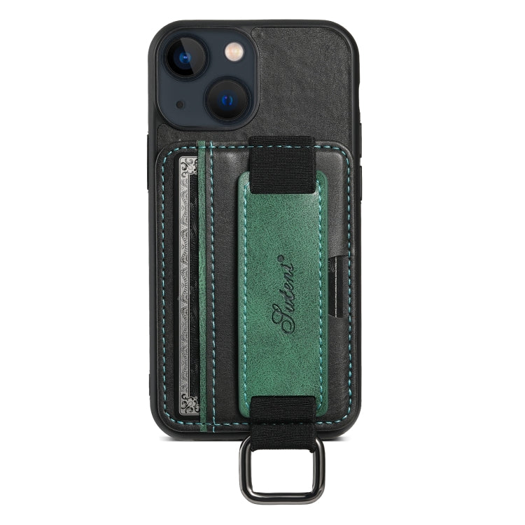 For iPhone 15 Suteni H13 Card Wallet Wrist Strap Holder PU Phone Case(Black) - HoMEdemic™ 