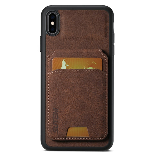 For iPhone X / XS Suteni H02 Litchi Leather Card Wallet Stand Back Phone Case(Brown) - HoMEdemic™ 