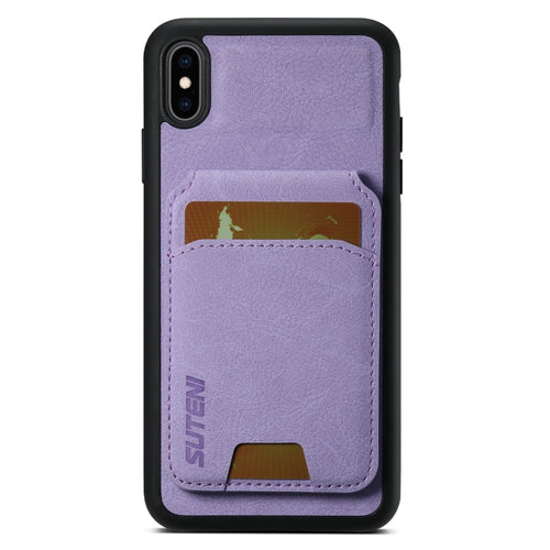 For iPhone X / XS Suteni H02 Litchi Leather Card Wallet Stand Back Phone Case(Purple) - HoMEdemic™ 