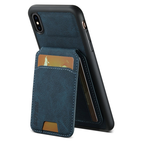 For iPhone XS Max Suteni H02 Litchi Leather Card Wallet Stand Back Phone Case(Blue) - HoMEdemic™ 