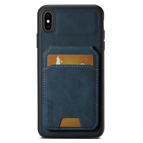 For iPhone XS Max Suteni H02 Litchi Leather Card Wallet Stand Back Phone Case(Blue) - HoMEdemic™ 