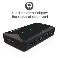 WAVLINK WL-UH3042P1 2.4A Fast Charging Adapter for Keyboard Mouse 4-Port USB3.0 HUB(UK Plug) - HoMEdemic™ 