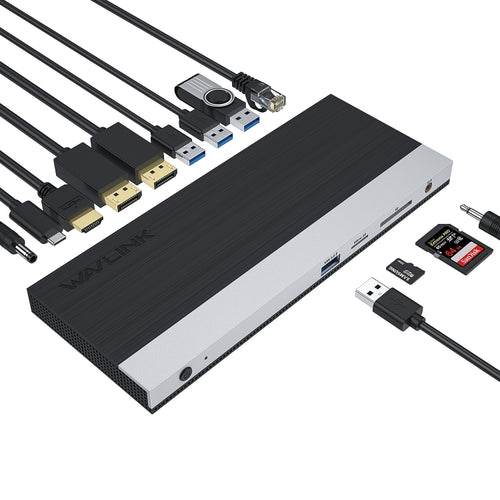 WAVLINK WL-UMD01 USB3.0 Splitter Docking Station Gigabit Ethernet / DP / HD Cable Converter(UK Plug) - HoMEdemic™ 