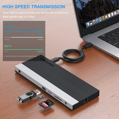 WAVLINK WL-UMD01 USB3.0 Splitter Docking Station Gigabit Ethernet / DP / HD Cable Converter(UK Plug) - HoMEdemic™ 