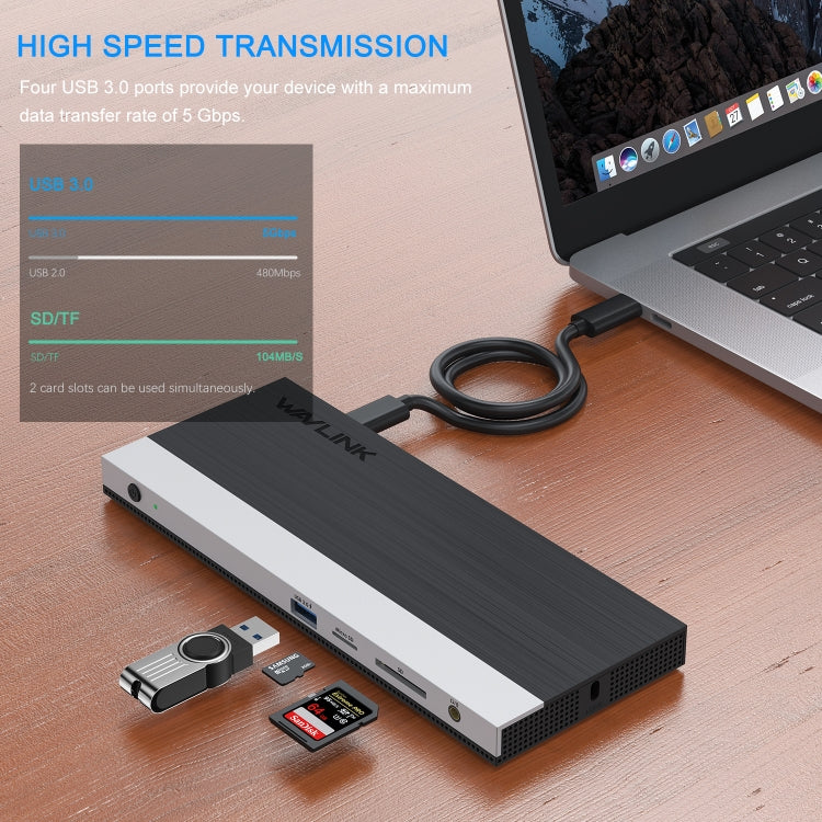 WAVLINK WL-UMD01 USB3.0 Splitter Docking Station Gigabit Ethernet / DP / HD Cable Converter(EU Plug) - HoMEdemic™ 