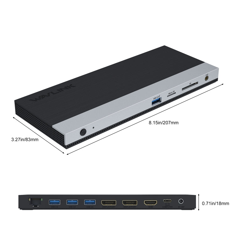 WAVLINK WL-UMD01 USB3.0 Splitter Docking Station Gigabit Ethernet / DP / HD Cable Converter(AU Plug) - HoMEdemic™ 