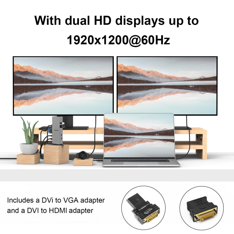 WAVLINK WL-UG39DK7 USB3.0 Hub Adapter Multi-Screen Graphics Card Universal Docking Station, Plug:UK Plug - HoMEdemic™ 