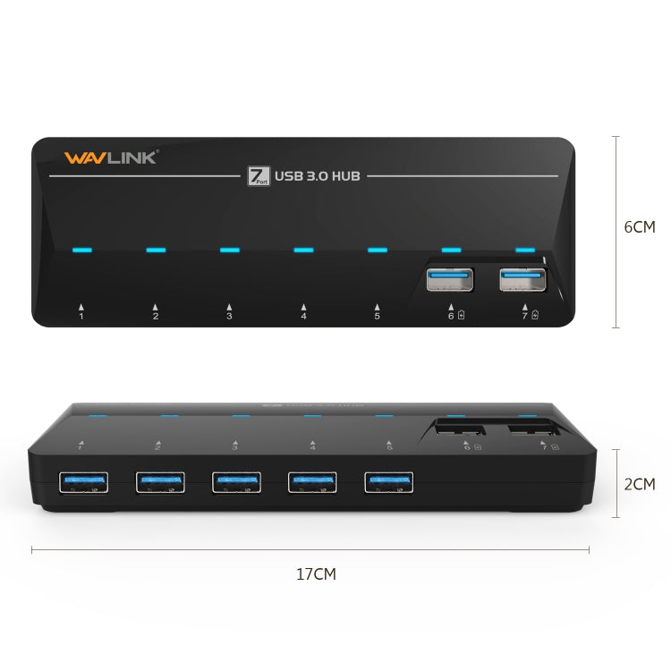 WAVLINK WL-UH3073D USB3.0 HUB Adapter 7-Port Docking Station with Individual Switch(US Plug) - HoMEdemic™ 