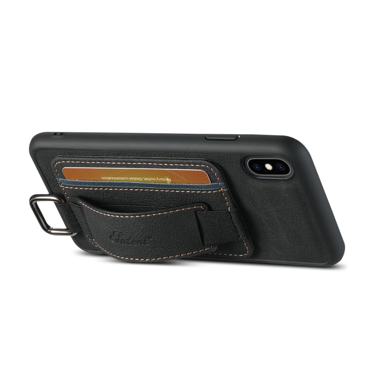 For iPhone XS Max Suteni H13 Litchi Leather Wrist Strap Wallet Back Phone Case(Black) - HoMEdemic™ 
