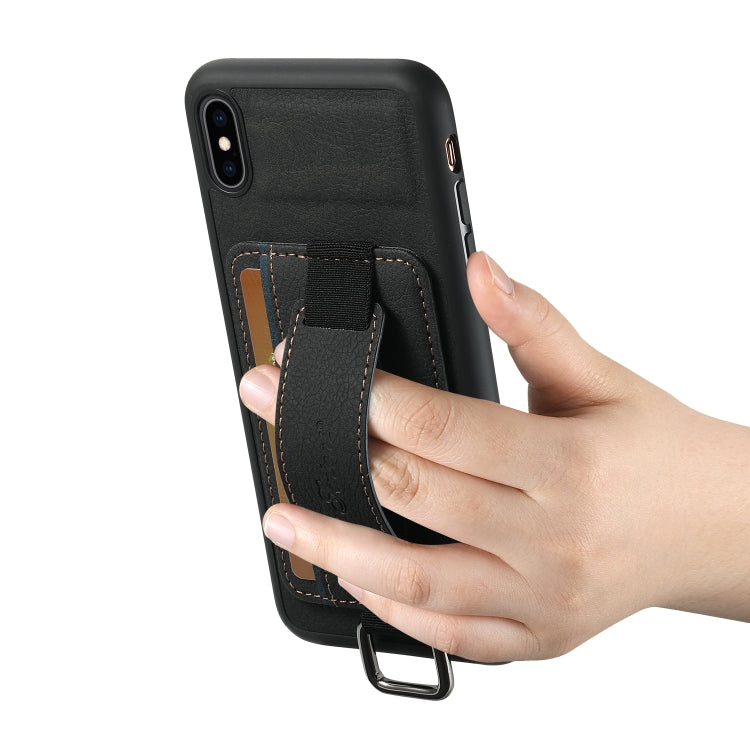 For iPhone XS Max Suteni H13 Litchi Leather Wrist Strap Wallet Back Phone Case(Black) - HoMEdemic™ 