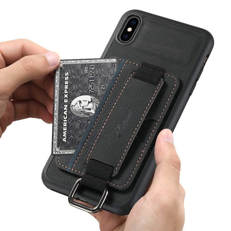 For iPhone XS Max Suteni H13 Litchi Leather Wrist Strap Wallet Back Phone Case(Black) - HoMEdemic™ 