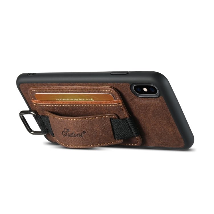 For iPhone XS Max Suteni H13 Litchi Leather Wrist Strap Wallet Back Phone Case(Brown) - HoMEdemic™ 