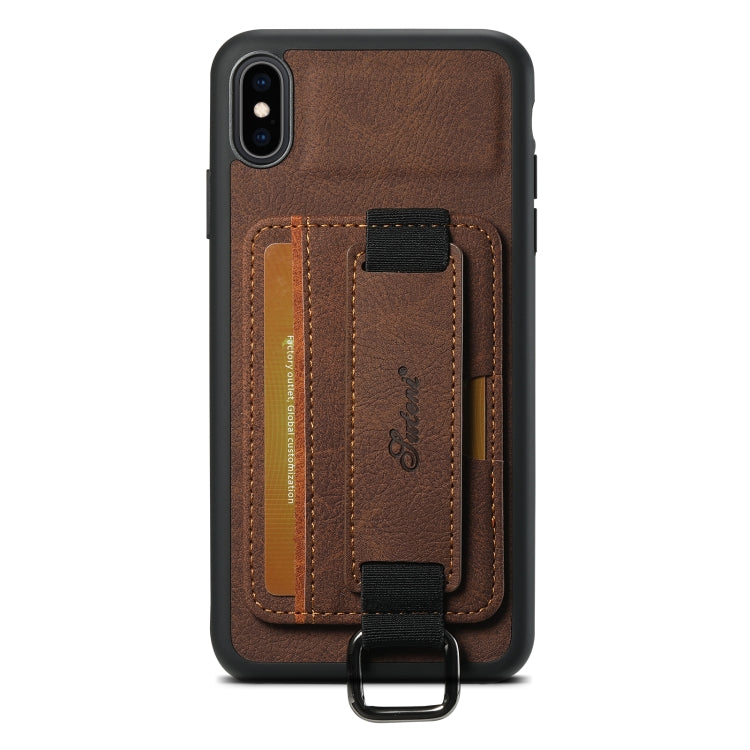 For iPhone XS Max Suteni H13 Litchi Leather Wrist Strap Wallet Back Phone Case(Brown) - HoMEdemic™ 
