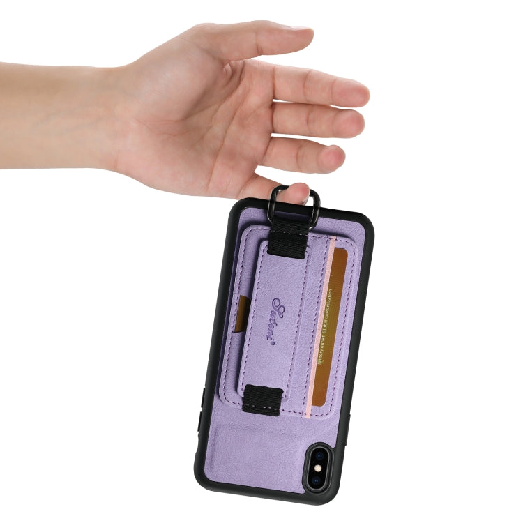 For iPhone XS Max Suteni H13 Litchi Leather Wrist Strap Wallet Back Phone Case(Purple) - HoMEdemic™ 