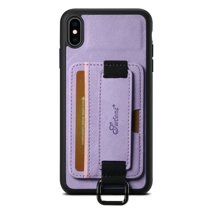 For iPhone XS Max Suteni H13 Litchi Leather Wrist Strap Wallet Back Phone Case(Purple) - HoMEdemic™ 