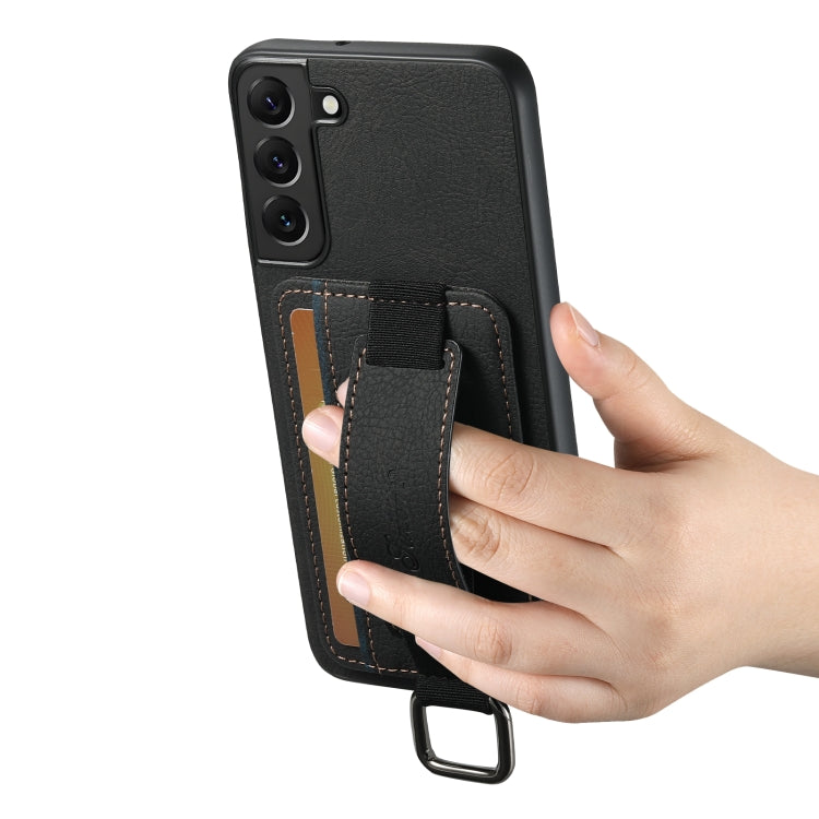 For Samsung Galaxy S23+ 5G Suteni H13 Litchi Leather Wrist Strap Wallet Back Phone Case(Black) - HoMEdemic™ 