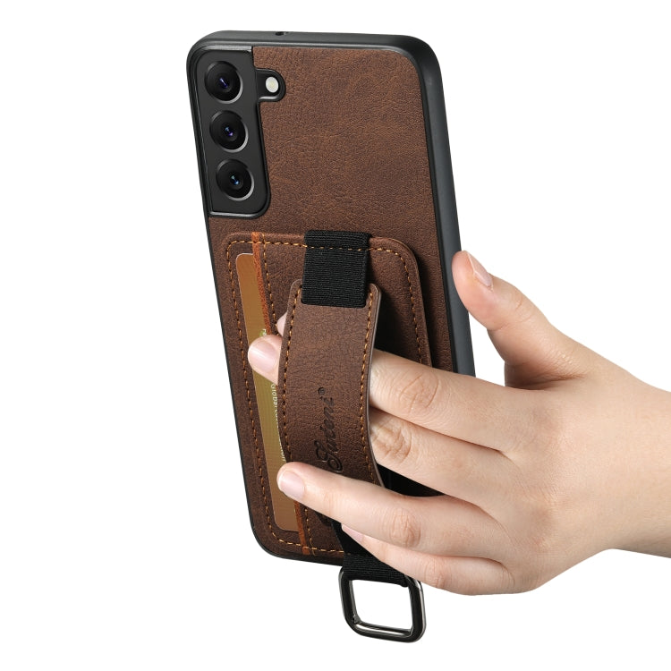 For Samsung Galaxy S23+ 5G Suteni H13 Litchi Leather Wrist Strap Wallet Back Phone Case(Brown) - HoMEdemic™ 