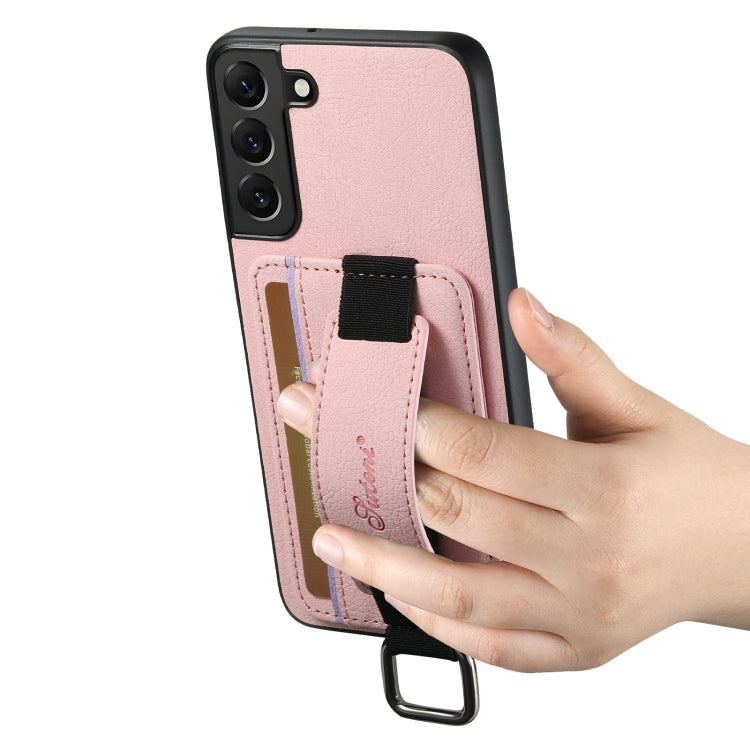 For Samsung Galaxy S23+ 5G Suteni H13 Litchi Leather Wrist Strap Wallet Back Phone Case(Pink) - HoMEdemic™ 