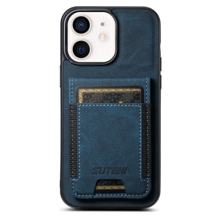 For iPhone 11 Suteni H03 Litchi Leather Card Bag Stand Back Phone Case(Blue) - HoMEdemic™ 