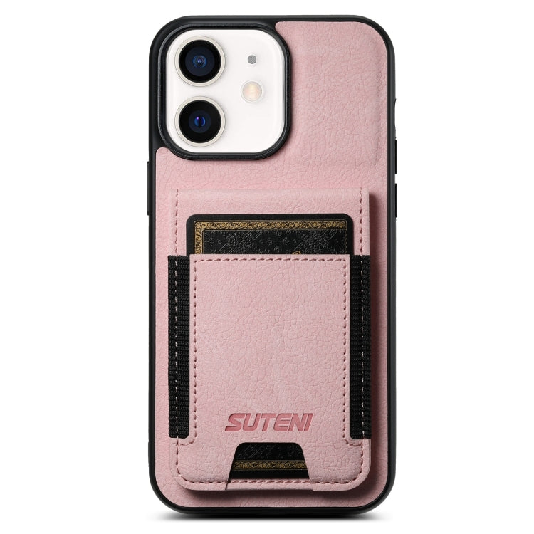 For iPhone 11 Suteni H03 Litchi Leather Card Bag Stand Back Phone Case(Pink) - HoMEdemic™ 