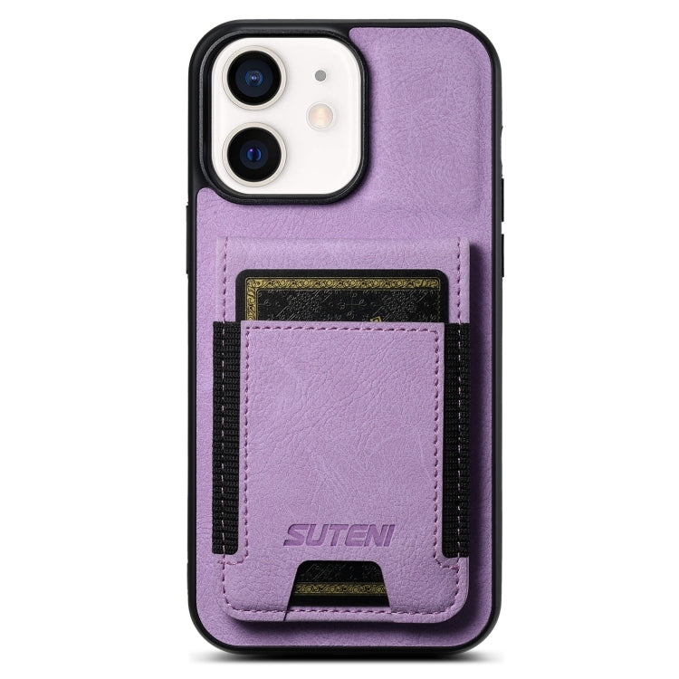 For iPhone 11 Suteni H03 Litchi Leather Card Bag Stand Back Phone Case(Purple) - HoMEdemic™ 