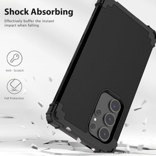 For Samsung Galaxy S24 Ultra 5G 3 in 1 Silicone Hybrid PC Shockproof Phone Case(Black) - HoMEdemic™ 