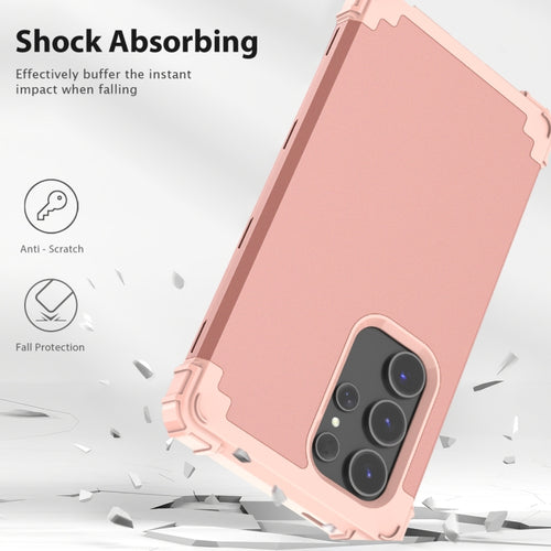 For Samsung Galaxy S24 Ultra 5G 3 in 1 Silicone Hybrid PC Shockproof Phone Case(Rose Gold) - HoMEdemic™ 