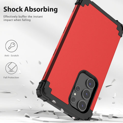 For Samsung Galaxy S24 Ultra 5G 3 in 1 Silicone Hybrid PC Shockproof Phone Case(Red) - HoMEdemic™ 