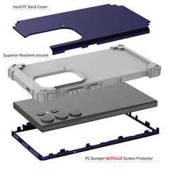 For Samsung Galaxy S24 Ultra 5G 3 in 1 Silicone Hybrid PC Shockproof Phone Case(Blue) - HoMEdemic™ 