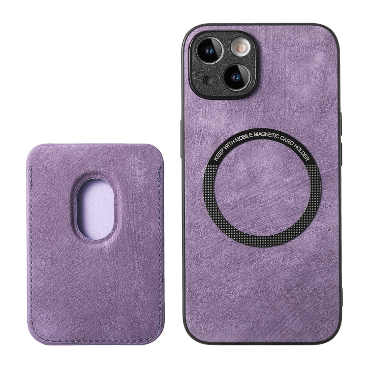 For iPhone 15 Pro Retro Leather Card Bag Magnetic Phone Case(Purple) - HoMEdemic™ 