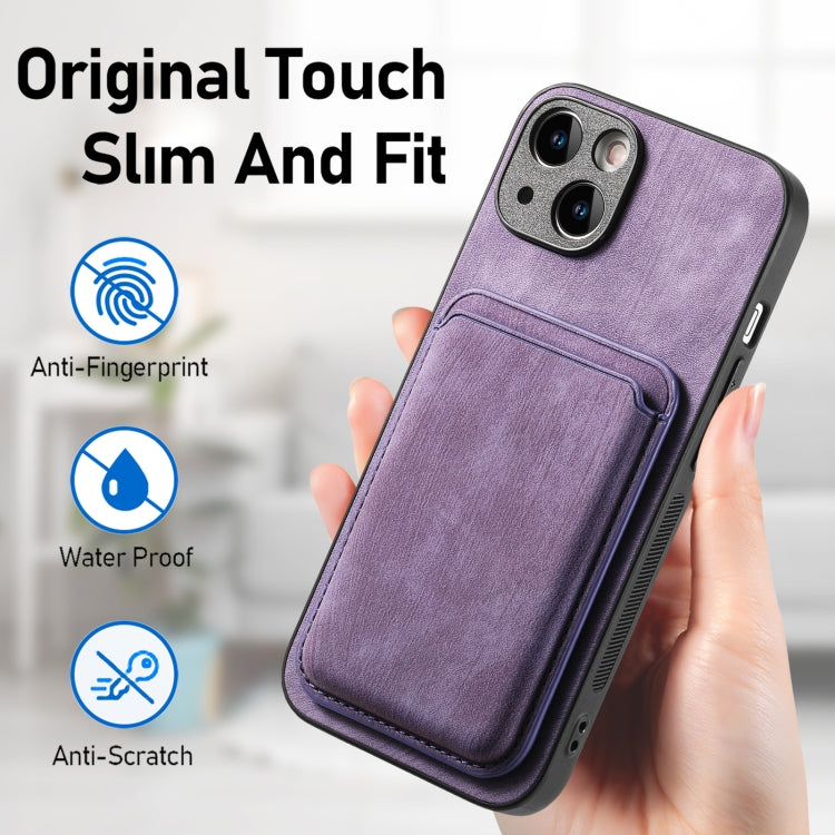 For iPhone 15 Pro Retro Leather Card Bag Magnetic Phone Case(Purple) - HoMEdemic™ 