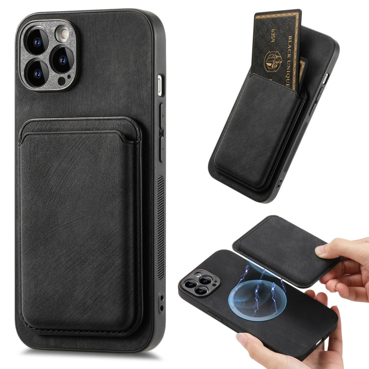 For iPhone 15 Pro Retro Leather Card Bag Magnetic Phone Case(Black) - HoMEdemic™ 