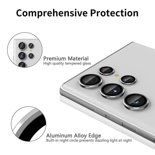 For Samsung Galaxy S24 Ultra 5G ENKAY Hat-Prince 9H Rear Camera Lens Aluminium Alloy Tempered Glass Film(Silver) - HoMEdemic™ 