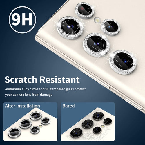 For Samsung Galaxy S24 Ultra 5G ENKAY Hat-Prince 9H Rear Camera Lens Glitter Aluminium Alloy Tempered Glass Film(Silver) - HoMEdemic™ 