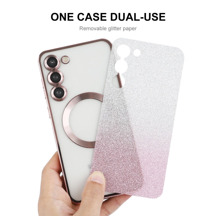 For Samsung Galaxy S23+ 5G ENKAY Hat-Prince Magnetic Glitter Plated TPU Phone Case with Lens Film(Pink) - HoMEdemic™ 