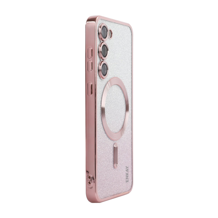 For Samsung Galaxy S23+ 5G ENKAY Hat-Prince Magnetic Glitter Plated TPU Phone Case with Lens Film(Pink) - HoMEdemic™ 