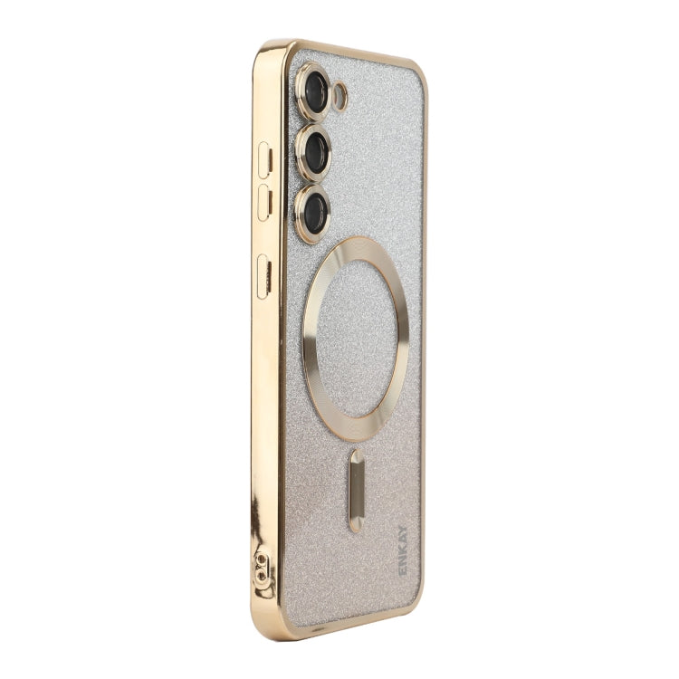 For Samsung Galaxy S23+ 5G ENKAY Hat-Prince Magnetic Glitter Plated TPU Phone Case with Lens Film(Golden) - HoMEdemic™ 