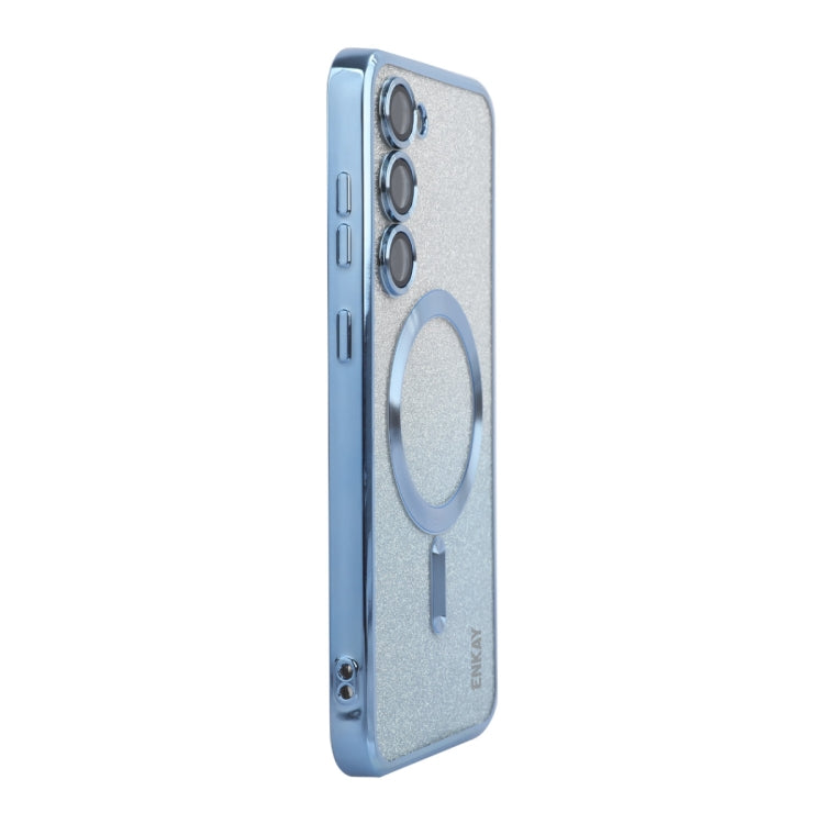 For Samsung Galaxy S23+ 5G ENKAY Hat-Prince Magnetic Glitter Plated TPU Phone Case with Lens Film(Blue) - HoMEdemic™ 