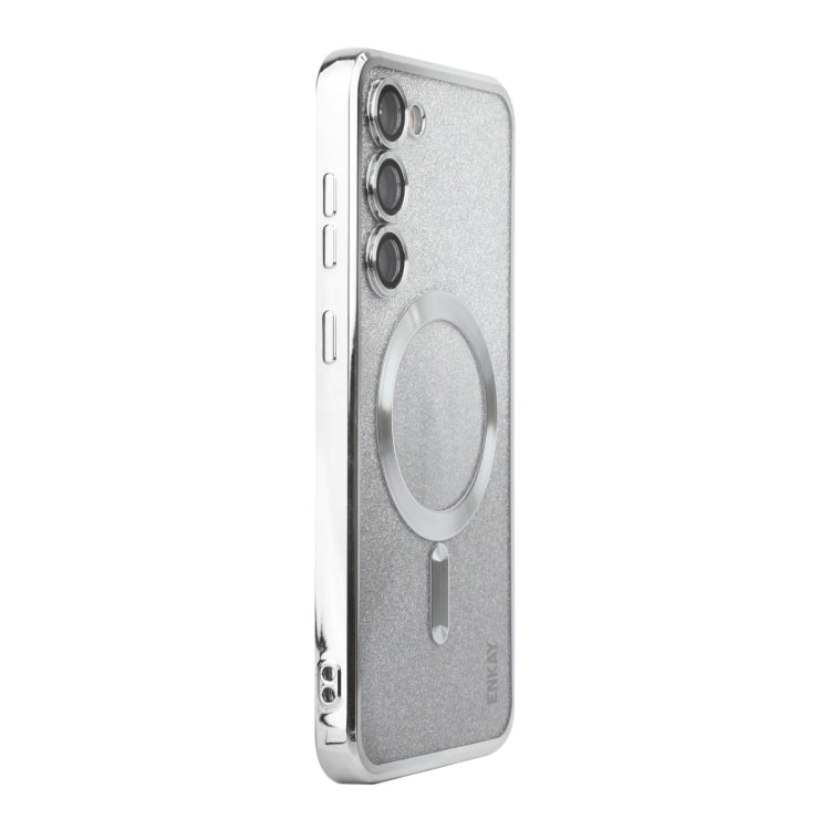 For Samsung Galaxy S23+ 5G ENKAY Hat-Prince Magnetic Glitter Plated TPU Phone Case with Lens Film(Silver) - HoMEdemic™ 