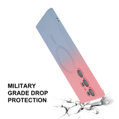 For Samsung Galaxy S24 Ultra 5G ENKAY Hat-Prince MagSafe Rainbow Gradient Silicone Phone Case with Lens Film(Pink Blue) - HoMEdemic™ 