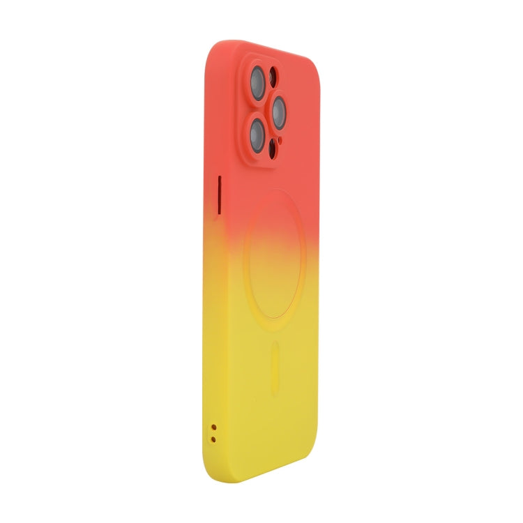 For iPhone 13 Pro ENKAY Hat-Prince MagSafe Rainbow Gradient Silicone Phone Case with Lens Film(Orange Yellow) - HoMEdemic™ 