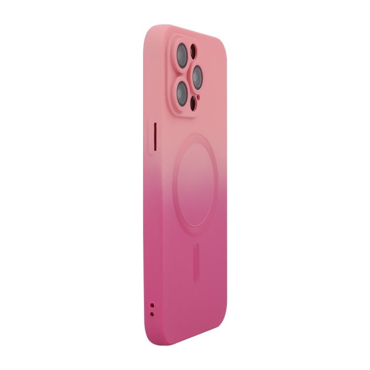 For iPhone 13 Pro ENKAY Hat-Prince MagSafe Rainbow Gradient Silicone Phone Case with Lens Film(Pink Rose) - HoMEdemic™ 