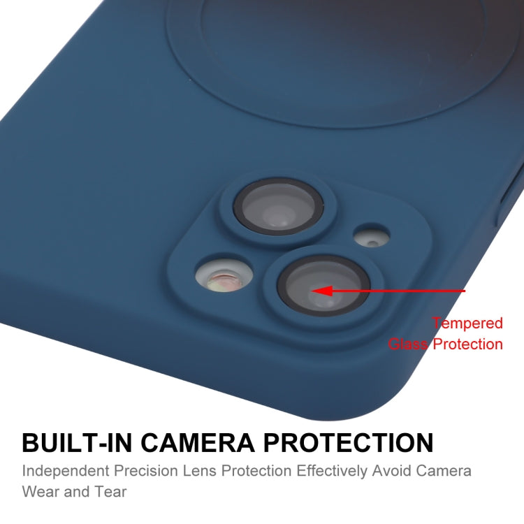 For iPhone 14 ENKAY Hat-Prince MagSafe Rainbow Gradient Silicone Phone Case with Lens Film(Dark Blue) - HoMEdemic™ 