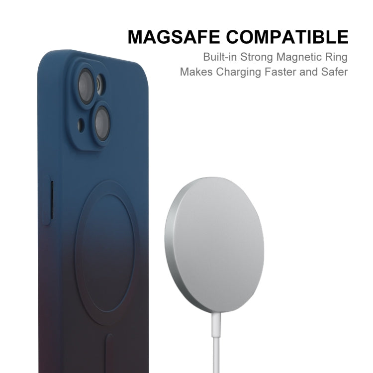 For iPhone 15 Plus ENKAY Hat-Prince MagSafe Rainbow Gradient Silicone Phone Case with Lens Film(Green Blue) - HoMEdemic™ 
